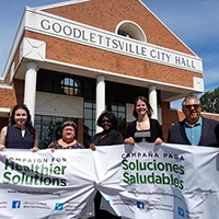 Members of Campaign for Healthier Solutions standing in front of Goodlettsville City Hall
